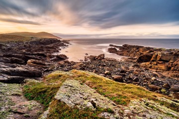 Sunset over the rocky wild Atlantic Way, Ireland