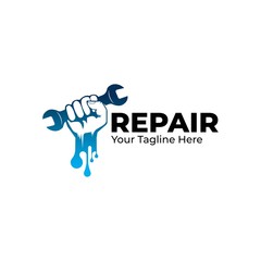 Hand with wrench symbol.icon for reparation logo design template