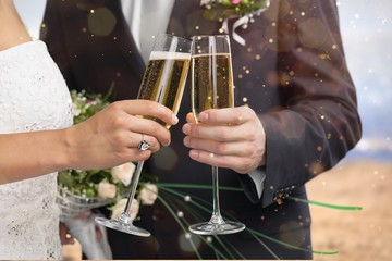 Young beautiful couple in wedding day