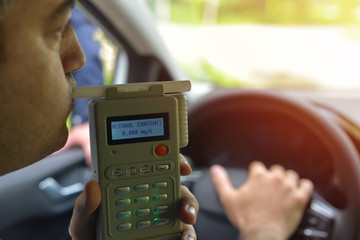 Driver due to being subject to test for alcohol content with use of breathalyzer