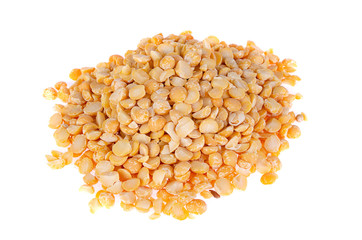 Seeds of peas on a white background. Proper nutrition, healthy health products.