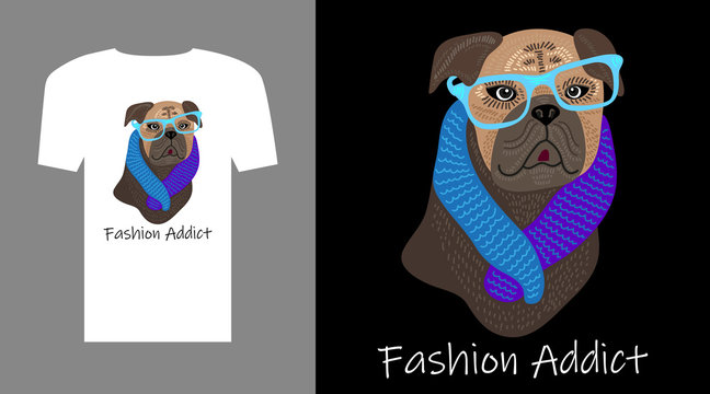 Fashion Addict. Funny dog T-shirt.