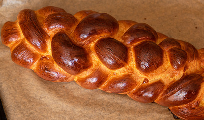 Fresh Homemade Challah Bread on table