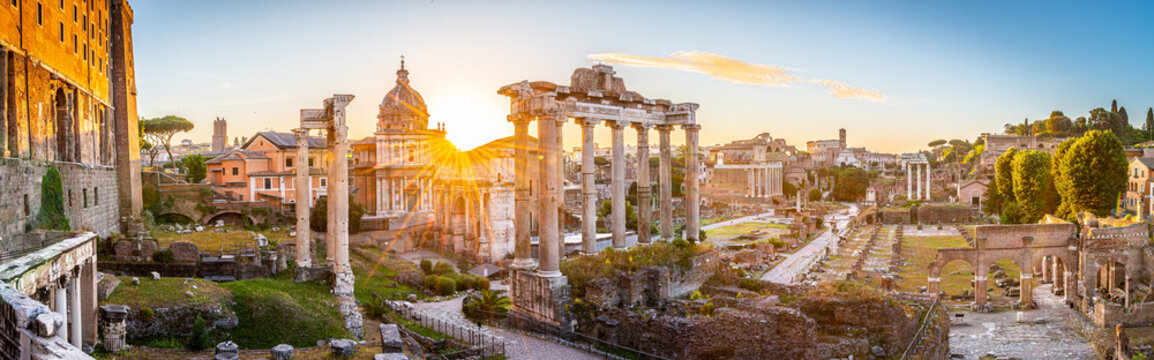 Roman Forum at sunrise, Rome, Italy.