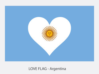 Love flag Argentina with sun