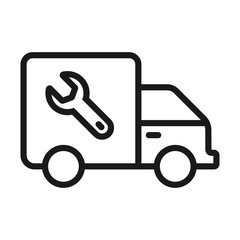 tech support truck - minimal line web icon. simple vector illustration. concept for infographic, website or app.