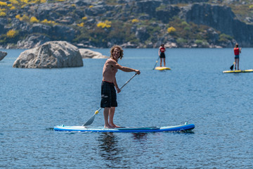 Stand up paddle on a lake