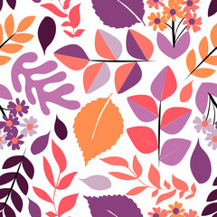 Naklejka na ściany i meble seamless pattern with autumn leaves