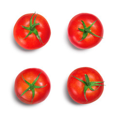 Set of red tomato top on an isolated white background