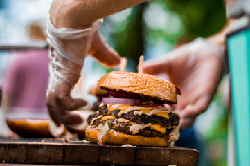 burger in hand