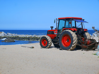 tractor on the beach