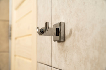 Chrome wall mounted hook for two towels