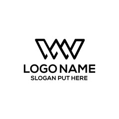 W Or WMW Letter logo design template