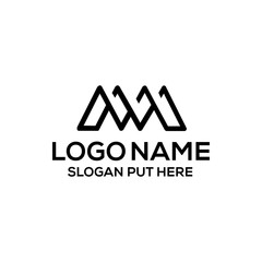 M Or MWM Letter logo design  template