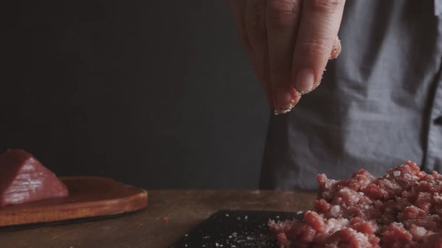 minced beef mince prepared for burgers