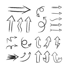 Hand drawn arrows set. Collection of arrow doodles.