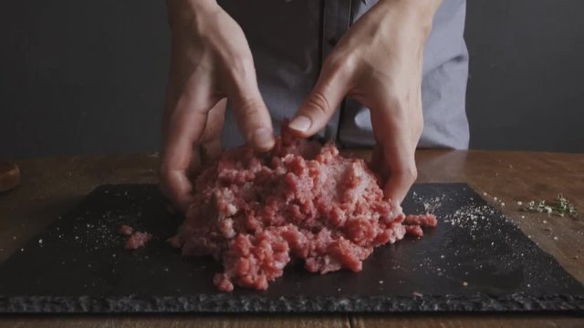 minced beef mince prepared for burgers