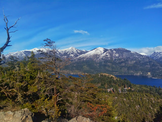 Snowy mountains with sunny day Cerro Campanário, San Carlos Bariloche,Argentina
