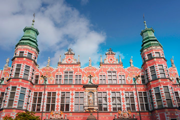 Stone bas-reliefs on the walls of Gdansk