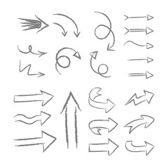 Hand drawn arrows set. Collection of arrow doodles.