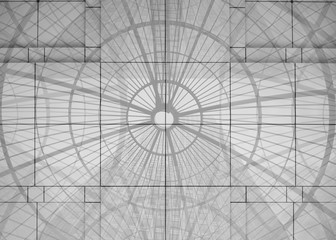 Abstract architectural background in gray with tower lines and geometric patterns