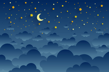Obraz na płótnie Canvas seamless background with clouds and stars