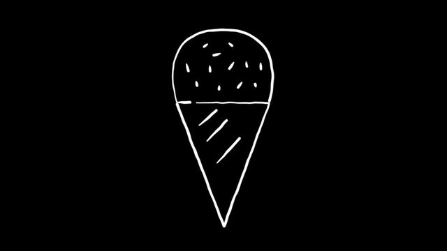 Animated Hand Drawn Ice Cream in Transparent Background