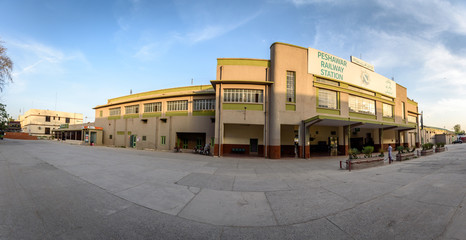 Fototapeta na wymiar Circa April 8, 2019 Peshawar. Pakistan. Building of Peshawar railway station.