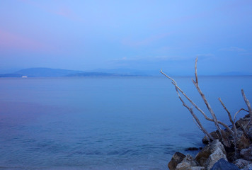 Landscape of beach in Ipsos Corfu Greece, Ionian sea