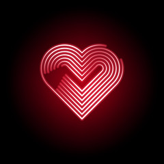Heart icon in red neon style. Set of hearts illustration icons. Signs, symbols can be used for web, logo, mobile app, UI, UX