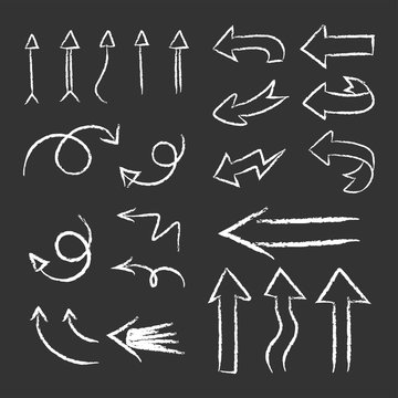 Hand drawn arrows set. Collection of arrow doodles.