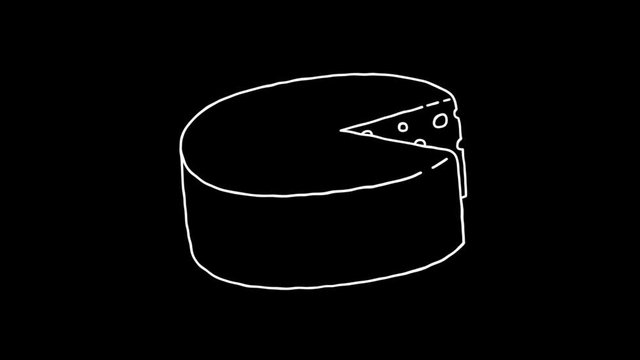 Animated Hand Drawn Doodles Cheese in Transparent Background