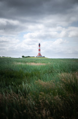 Lighthouse at Westerheversand in northern Germany, Europe