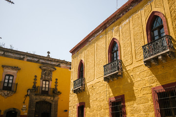 historic yellow buildings in Mexico