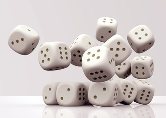 3D rendering. Scattered bones on white background.