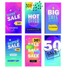 Set media banners with discount offer. Shopping background, label for business promotion. Can be used for website and mobile website banners, web design, posters, email and newsletter designs.