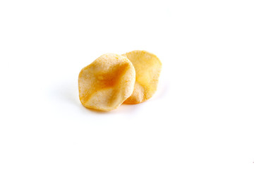 Potatoes snack with pepper on isolated white background. Closeup