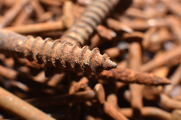 screw-made nails made of iron shaped tapered with screw