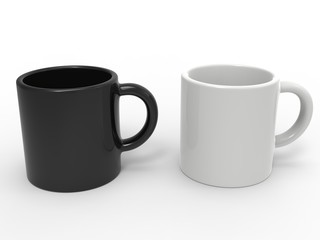 Black and white coffee mugs side by side