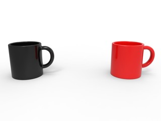 Red and black coffee mugs