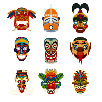 Tribal masks set 8