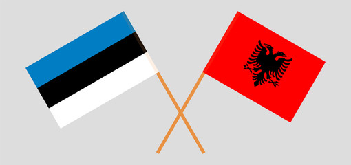 Albania and Estonia. Crossed Albanian and Estonian flags
