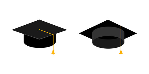 Graduation cap set. Academy hat. Education concept icon vector illustration