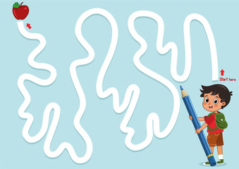 Drawing practice as a maze game. For kids. Vector illustration.