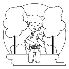 Boy with dog cartoon design