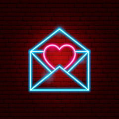 Naklejka premium Letter Heart Neon Sign