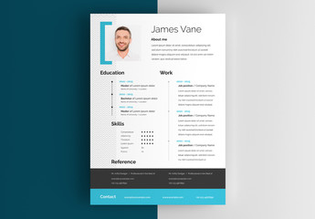 Resume Layout with Blue Accents