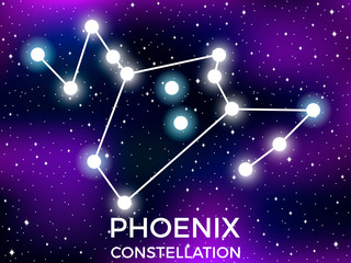 Phoenix constellation . Starry night sky. Zodiac sign. Cluster of stars and galaxies. Deep space. Vector illustration © andyvi