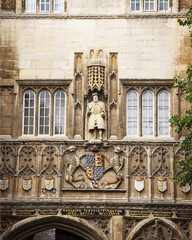 UK, Cambridge - August 2018: Trinity College, King Henry VIII holding a Chair leg, His missing...