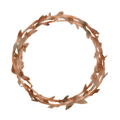 Watercolor, hand-painted, seamless background, wreaths of branches with buds, Autumn illustration for beautiful decoration of holiday invitations, greeting cards, with space for text.